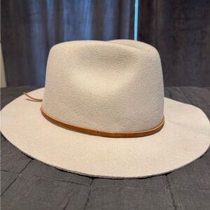 Brixton Cream Fedora with Brown Band